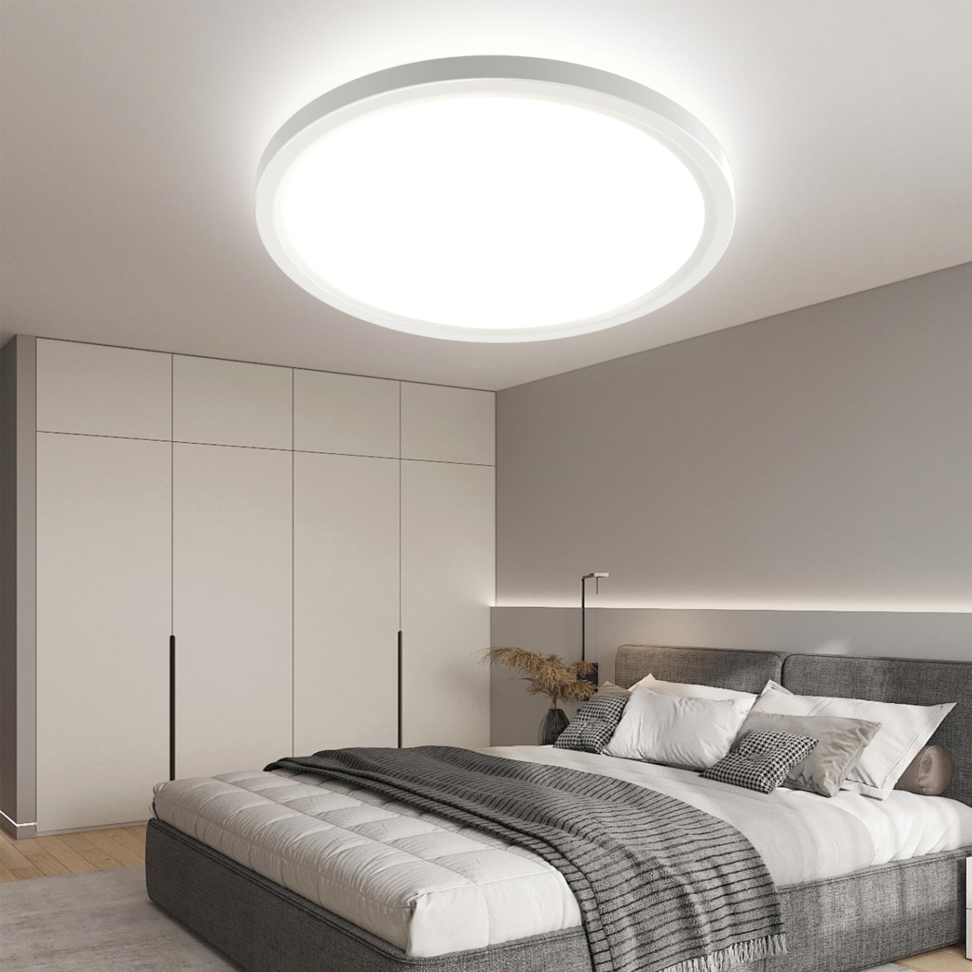 OTREN Plafonnier LED Rond Modèle Moderne Éclairage Intérieur pour Salon Chambre Cuisine Salle de Bain 24W 4000K Ø27CM Éc